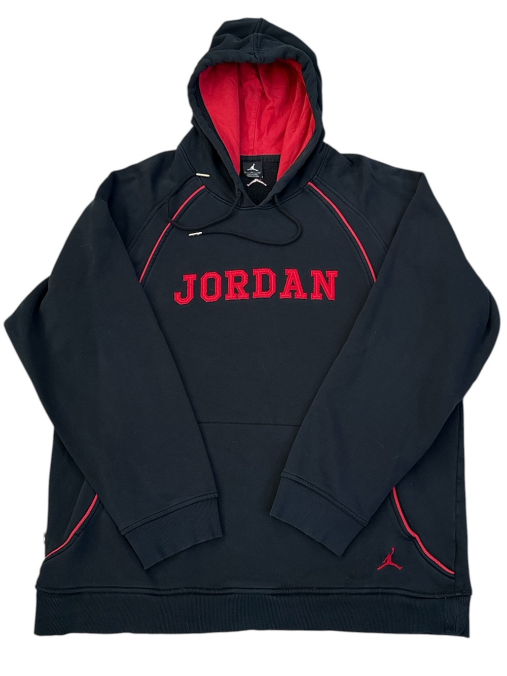 Air Jordan Jumpman Contrast Piping Hoodie Black Red Men's XL 2010 Retro Flight